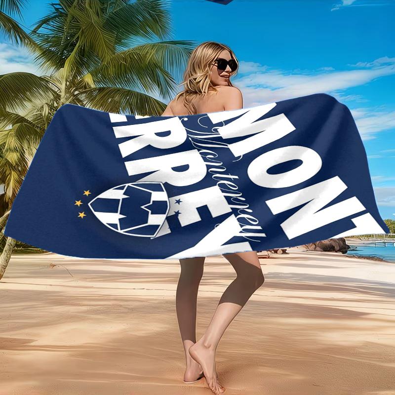 Monter-rey Football Crest Art Printed Microfiber Beach Towel, Soft And Absorbent, Quick-Dry, Ideal for Summer Travel, Beach Essential, Swimming Pool