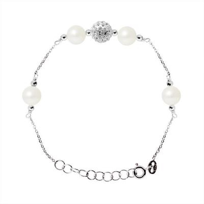 Pulseira - - 4 Pérolas Cultivadas em Água Doce 6-7 mm - Prata 925 - Comprimento ajustável 14-18 cm