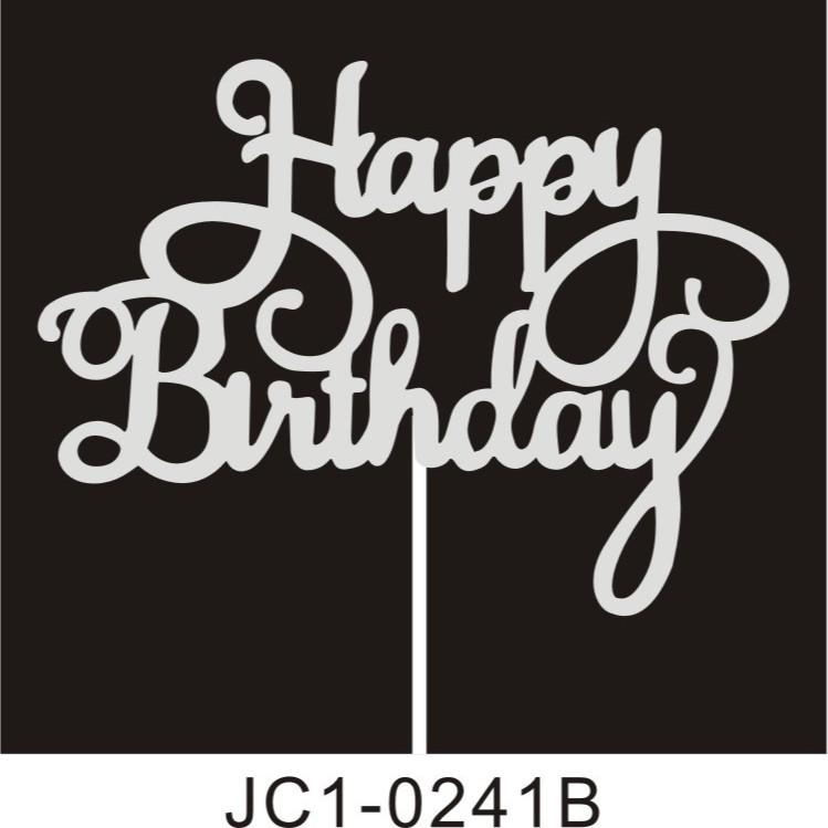Gold Flakes Birthday Cake Topper - Happy Cake Insert Card for Decoration
