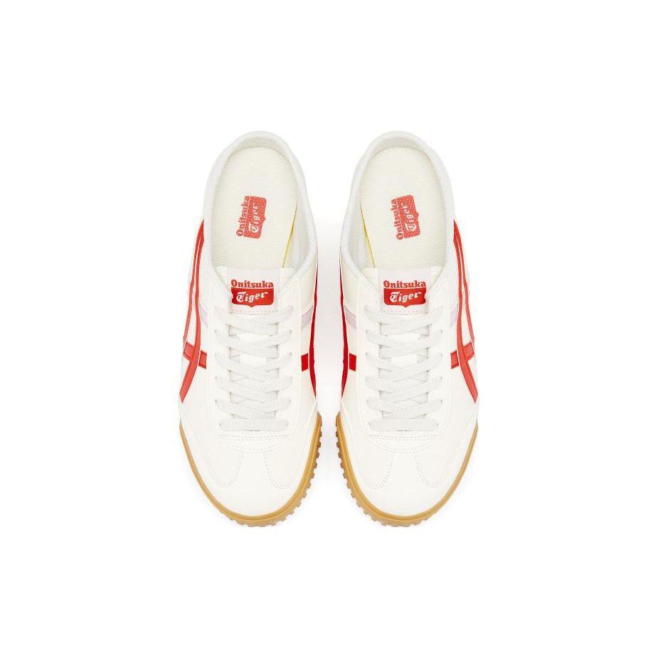 ONITSUKA TIGER Machuation Casual Half Slippers Non-Slip Wear-Resistant Low-Top Skate Shoes Unisex Sneaker White Red 1183C012-100