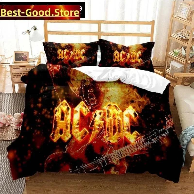 Fashion AC DC Rock Band Bedding Set Printed Bed Set With Pillowcase Bed Duvet Cover Soft Single Double Queen Super King Size