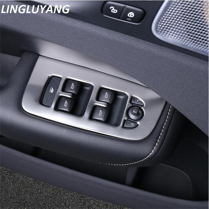 Car Styling for Volvo Xc60 S60 V60 Left Drive Lifter Button Stickers Interior Stainless Steel Decorative Accessories