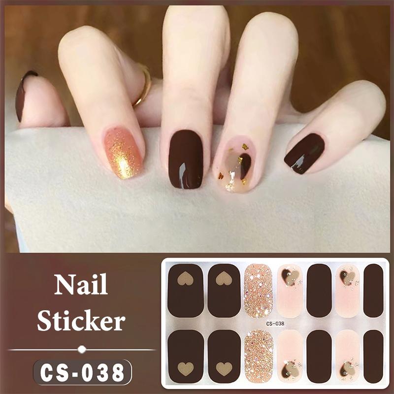 14 Nails Simple Waterproof Nail Wraps Full Cover Nail Stickers Firm And Not Easy To Fall Off Multi Color Nail Art For Women'S D