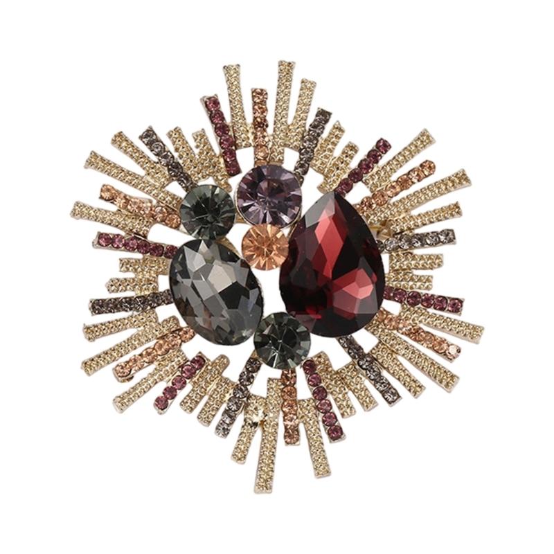 Artistic Rhinestones Brooch For Women Baroque Crystal Jewelry Vintage Lightweight Alloy Accessory For Bags Hats