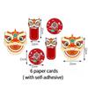 Chinese Lion Fan Home Decoration 2025 New Year Fan Flower Pendant Paper Craft Lion Background Wall Decor Housewarming Decoration