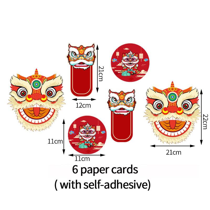 Chinese Lion Fan Home Decoration 2025 New Year Fan Flower Pendant Paper Craft Lion Background Wall Decor Housewarming Decoration