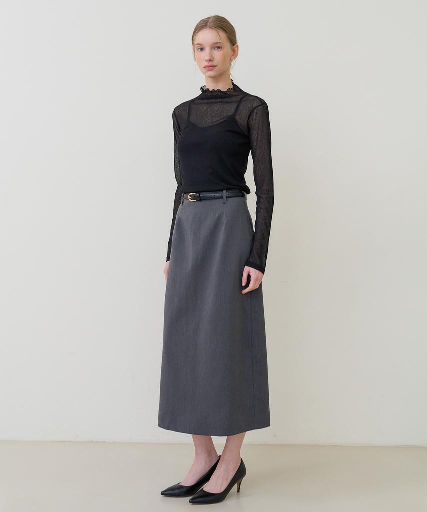 BIBYSEOB Mock Neck See-Through Turtleneck Black [T61]
