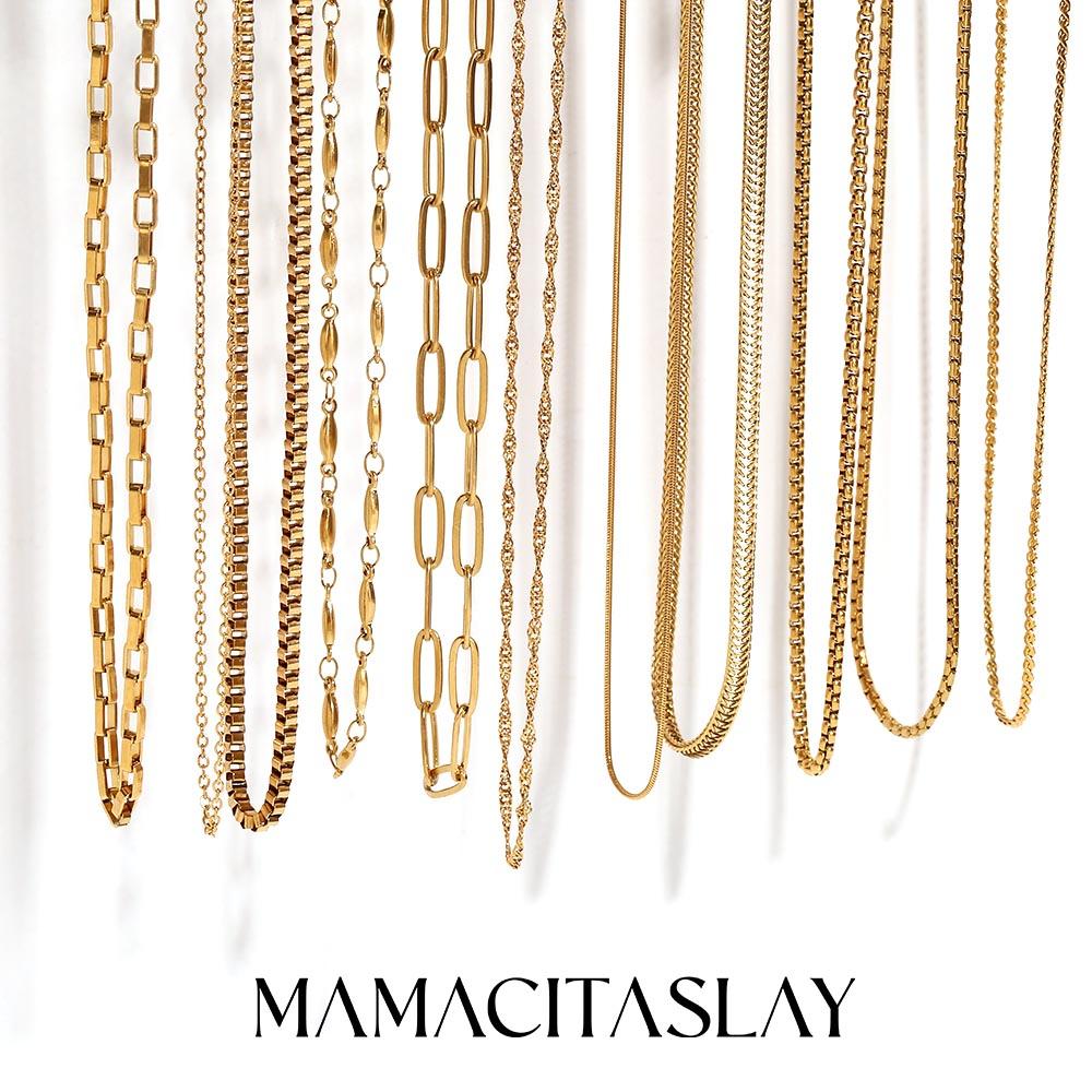 MamacitaSlay water wave chain snake chain Women's stainless steel necklace Bracelets Belly Chain Various styles Jewelry