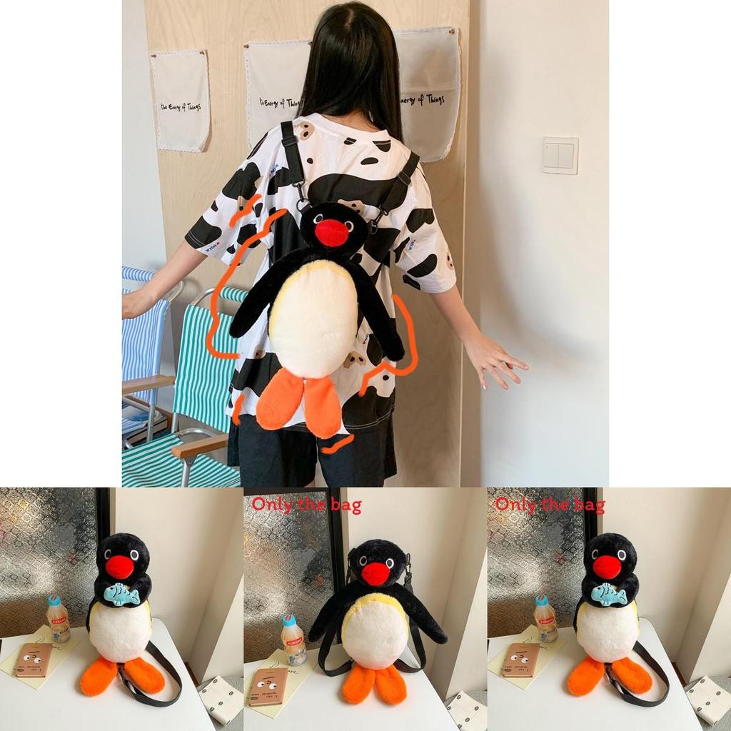 Plush Black Fish Hugging Backpack For Girls With Zipper Closure And Inner Card Pocket