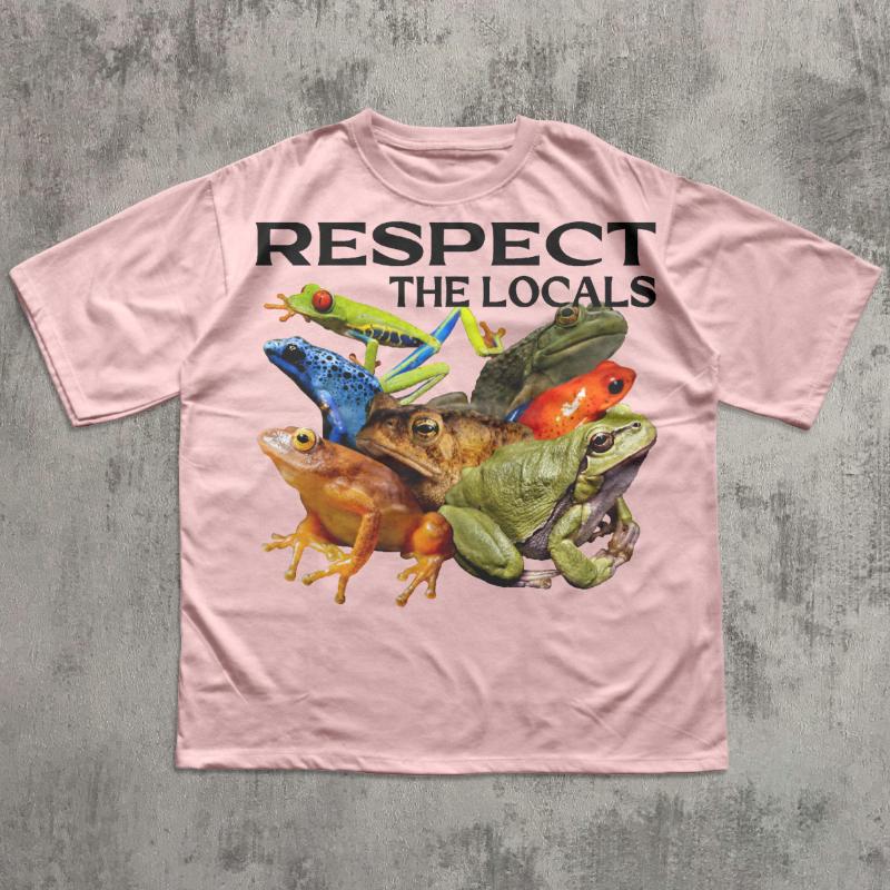 

Respect The Locals with Humorous Frog Tshirts Patterned Frog Tshirts and Comfortable Cotton Tops for Men and Women in Summer 4XL