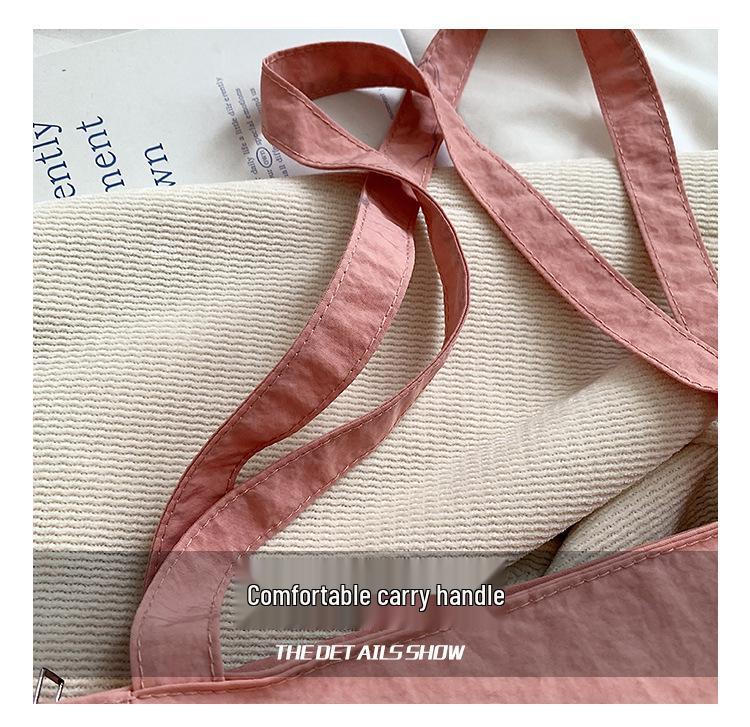 Women's Large Nylon Tote Bag - 2024 Spring/Summer, Solid Color, Lightweight, Eco-Friendly, Bucket Style, High Capacity, Casual.