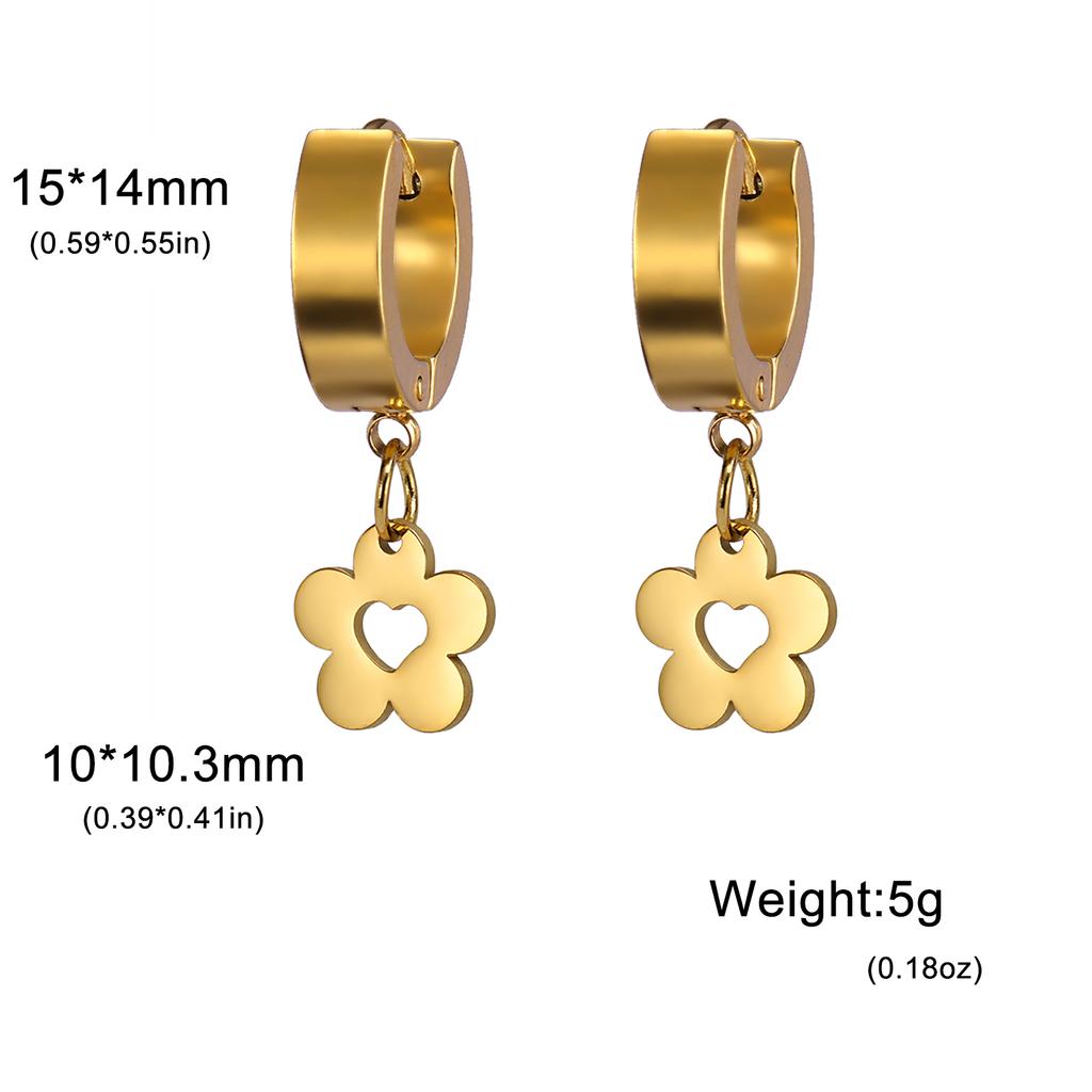 Cazador Gold Color Sakura Flower Pendant Earrings for Women Girls Stainless Steel Jewelry Drop Earrings Gift Wholesale 2026