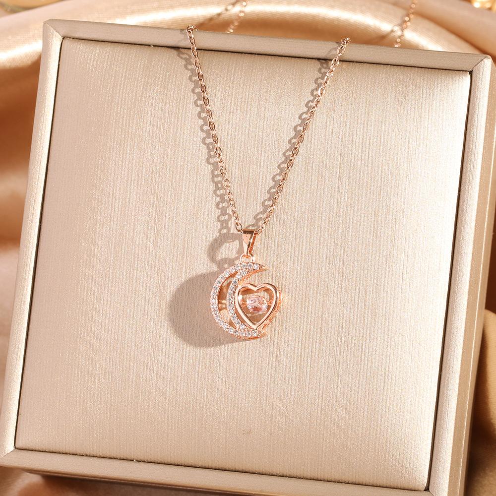Titanium Steel Necklace For Women Elegant Simple Fashion Zircon Collarbone Chain Light Luxury Niche Jewelry