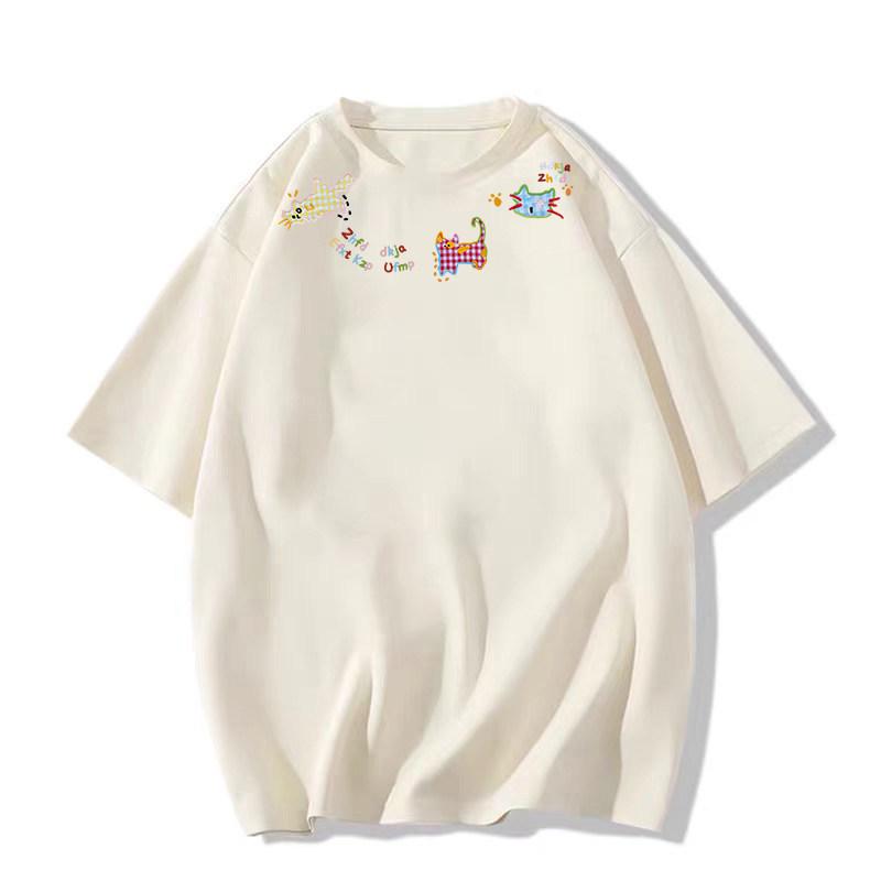 Women's Plus Size Retro Cartoon Short Sleeve T-shirt - American Summer Loose Fit, Petite Design Top