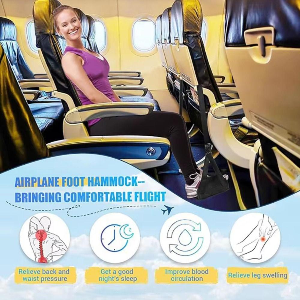 Removable Pad Plane Leg Rest Adjustable Strap Leg Comfort Mat Airplane Foot Hammock  Outdoor
