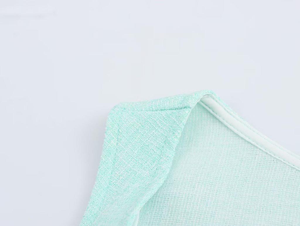 2025 Spring Women's European & American Square Neck Sleeveless Pleated Patchwork Dress