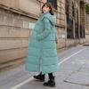 Giacca invernale da donna extra lunga con cappuccio e spacchi laterali, antivento, calda, imbottita in cotone, oversize