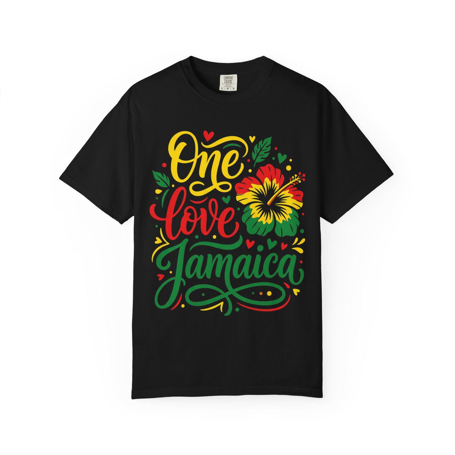 One Love Jamaica T-shirt | Hibiscus Reggae Colors Tropical XL