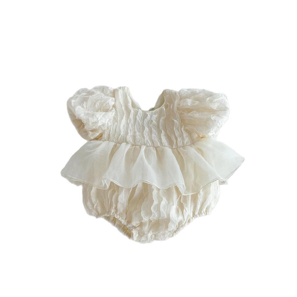 Summer Baby Girl Puff Sleeve Lace Romper - Cute Backless Design