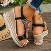 Fashion 2025 Summer Bohemian Style Wedge Heel Sandals Women Thick Sole Non Slip Beach Shoes Woman Colorful Bead Chunky Platform Sandals