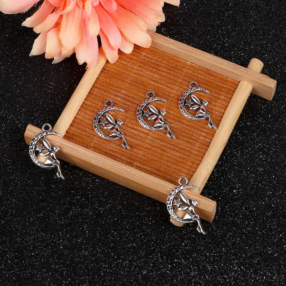 Tibetan Silver Moon Stars Fairy Angel DIY Bracelet Charms Accessories Jewelry Making Necklace