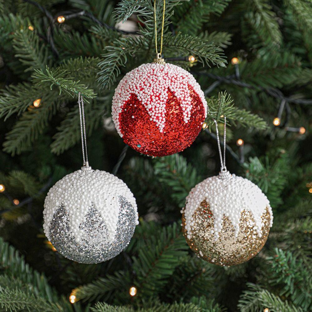 8cm Foam Sequin Christmas Balls Colorful Reusable Christmas Hanging Balls Elegant Shatterproof Christmas Tree Ornaments