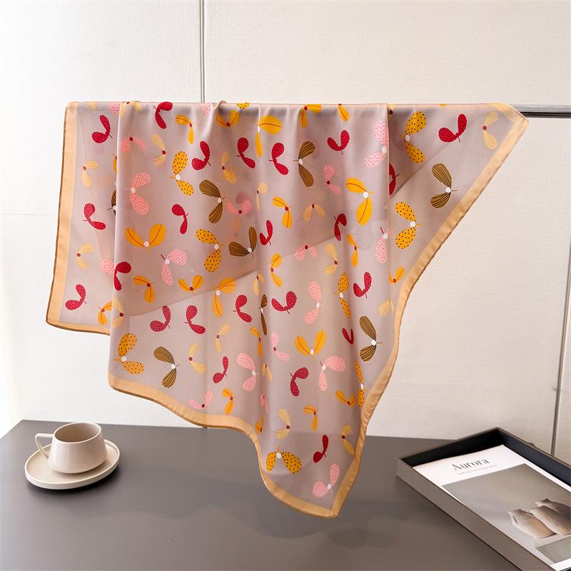 

Роскошный дизайнерский шелковый квадратный шарф женский атласный с цветочным принтом шаль шейный платок гладкие шарфы бандана хиджаб обертывание фуляр 70x70cm