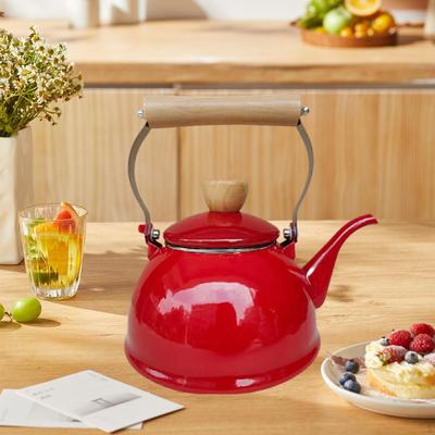 Enamel Tea Kettle Chinese Teapot 1.4L Porcelain Pot for Coffee Camping