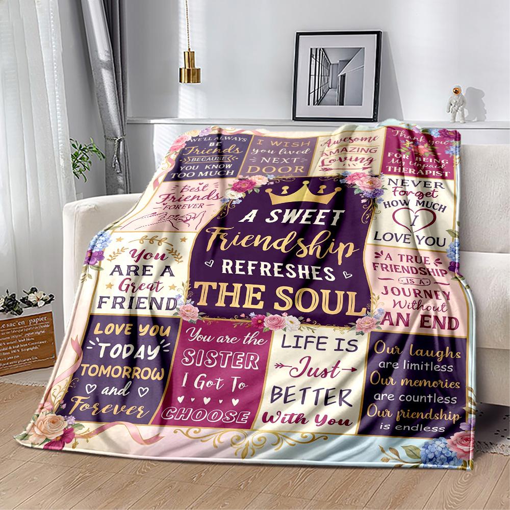 Floral Birthday Celebration Blanket Soft Warm Cozy Perfect for Livingroom Bed Bedding All-Season Use Playful Design Gifts For Family Or Friends