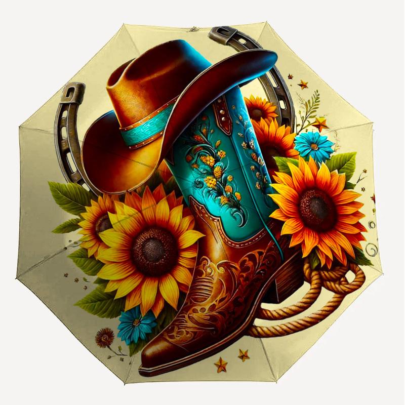1 Stück Cowboy-Stiefel-Regenschirm - 8 Rippen verstärkt, tragbar, faltbar, Reise, geeignet für alle Jahreszeiten, tägliche Nutzung im Freien, ist eine ideale Wahl -F404