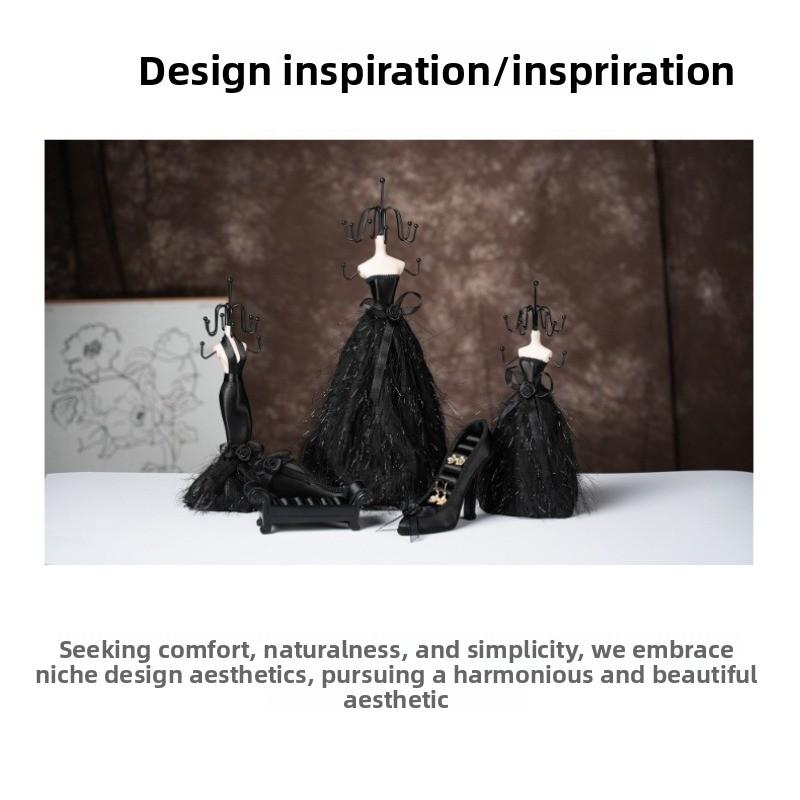 Vysoce kvalitní černý domácí výkladní stojan na šperky, náušnice, pecky, prsteny, náramky a náhrdelníky