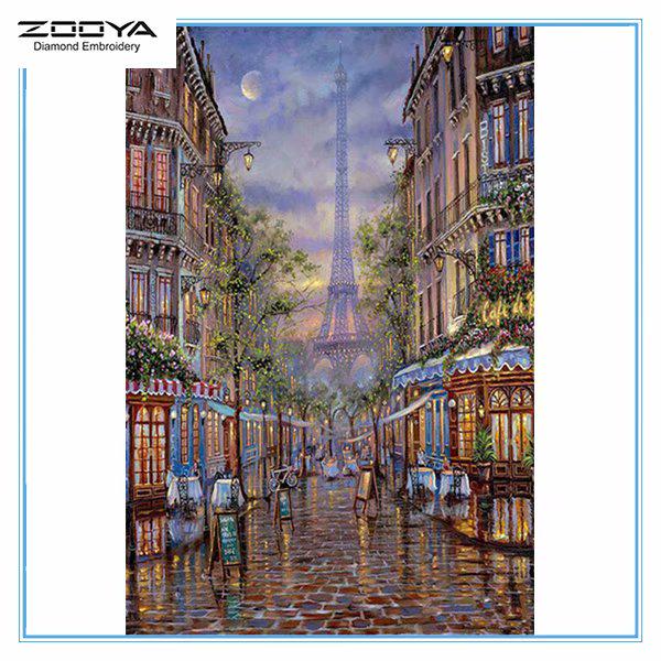 

ZOOYA 3D Алмазная вышивка Картина Вышивка крестом Круглый горный хрусталь Картина Городская башня
