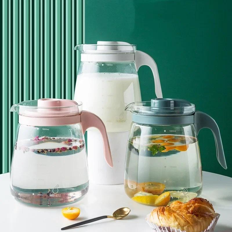 Large Capacity Glass Kettle High Temperature Resistance Water Bottle Household Transparent Teapot Coffee Jug Drinking Utensil