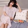 Artificial cotton silk nightdress, lace-up rope, round neck over knee, enlarged long dress, soft, comfortable and breathable, fairy casual style skirt
