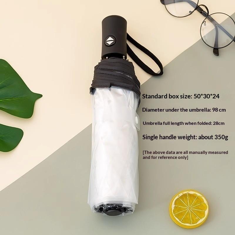 1Pcs 8-Bone Transparent Umbrella Automatic Folding Transparent Umbrella Fully Automatic Transparent Three-Fold Umbrella