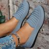 Foreign trade new women's fly-woven breathable flat-soled single shoes women's soft-soled one-pedal casual knitted four-season work shoes