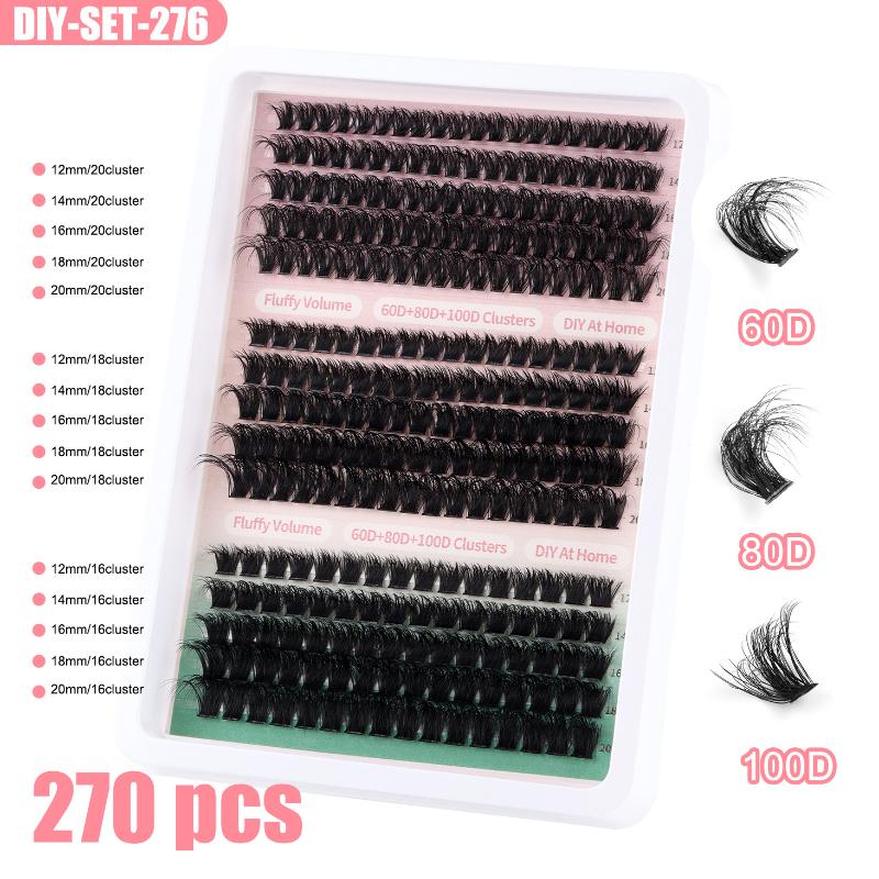 15Rows Diy 5D Fluffy Lash Clusters 80D 100D Thick Eyelash Clusters Wispy Individual Lashes 10-18Mm Cluster Eyelash Extension Kit