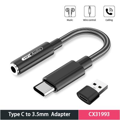 Adaptor pentru căști USB tip C 3.5 Jack USB C la 3,5 mm Cablu adaptor audio AUX pentru căști pentru Huawei P20 P30 Pro Xiaomi Mi 10 9