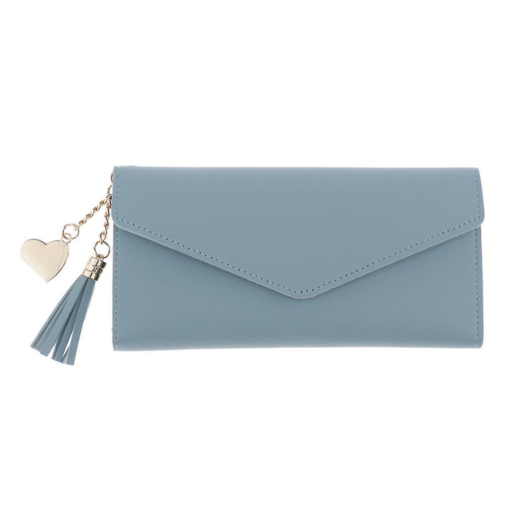 Women's Pu Leather Card Holder Purse Elegant Clutch Wallet Blue