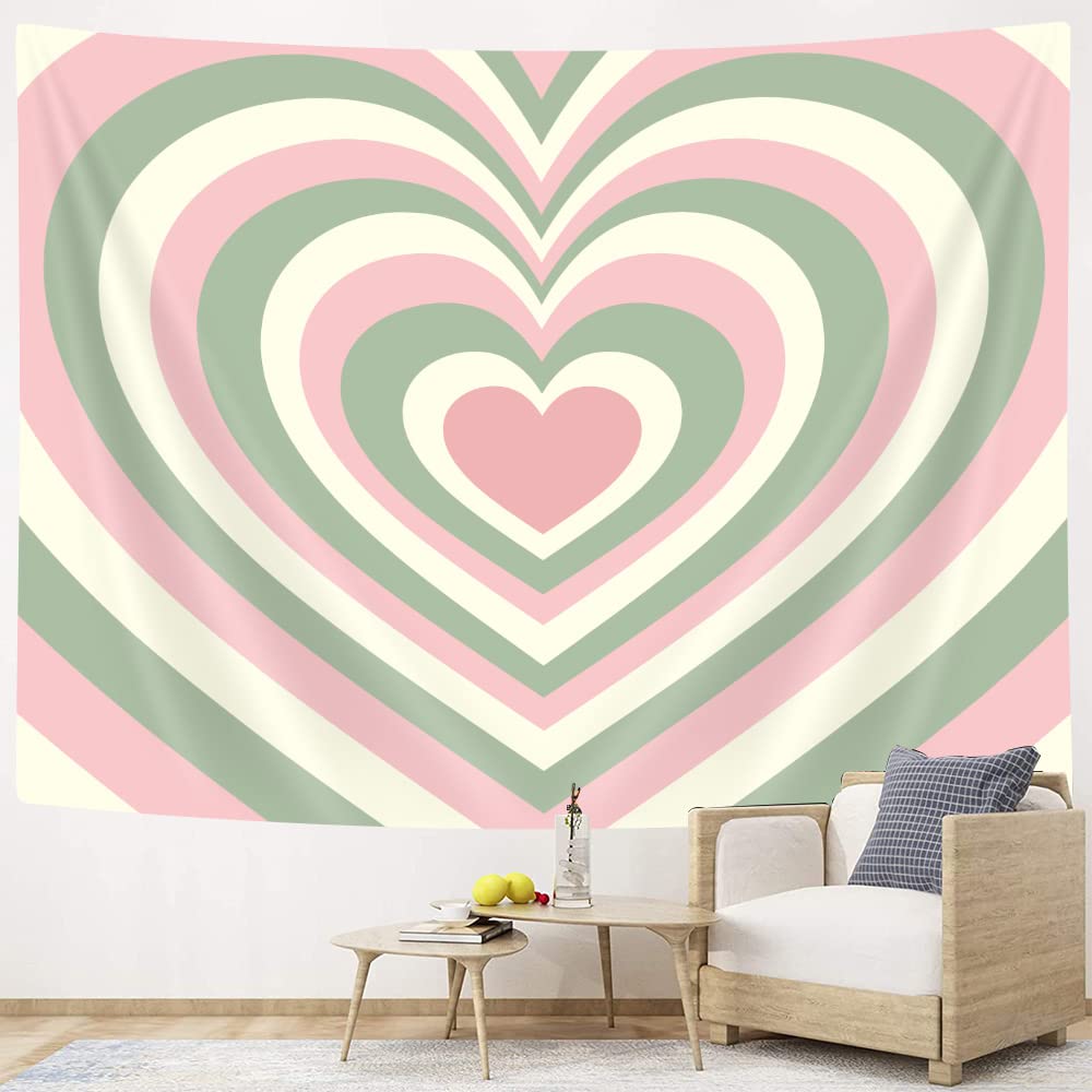 Cute Pink Heart Print Pattern Tapestry Home Bedroom Home Living Room Dormitory Wall Decor Background Cloth Tapestry