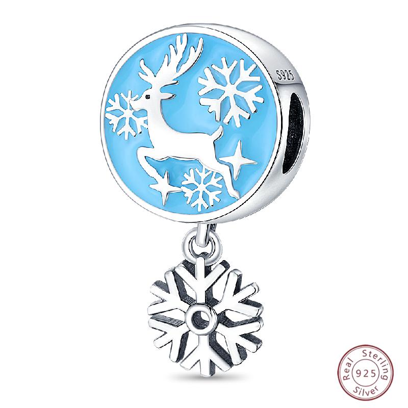 Copper Beaded Pendant Blue Shiny Zircon Suitable Original 3Mm Bracelet Women Fine Jewelry