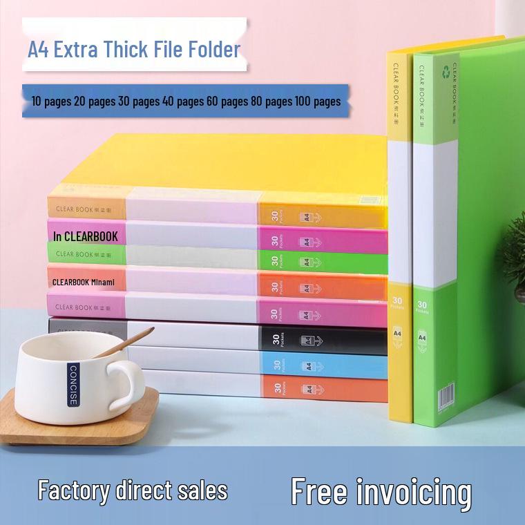 A4 Multi-layer Transparent Document Organizer with Insert Pages: Plastic Contract Classification Folder for Office Use
