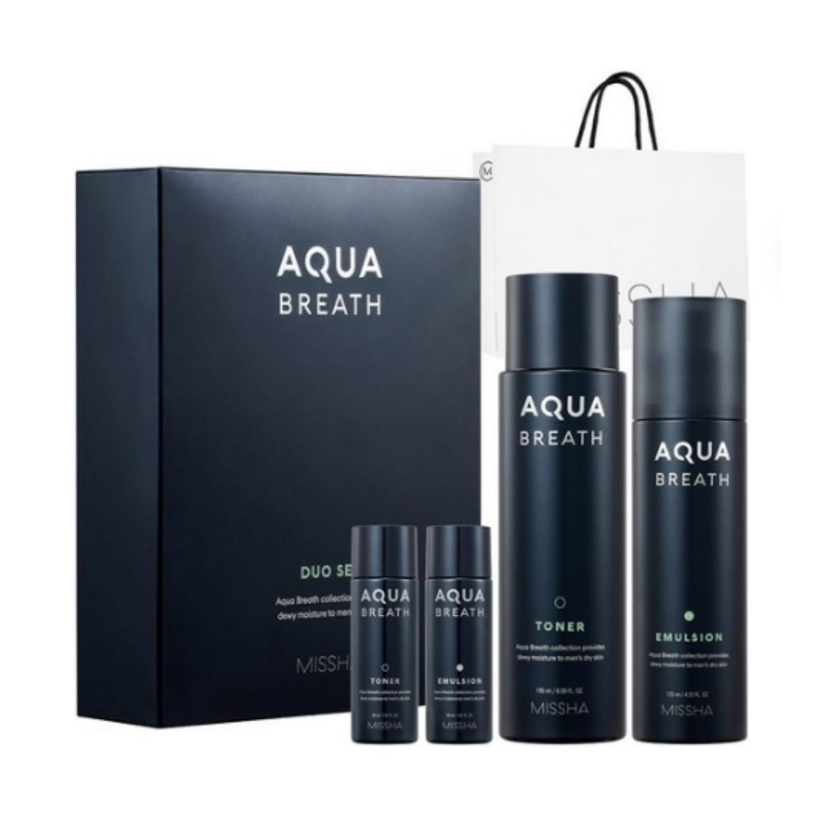 

Missha For Men Aqua Breath 2‑Piece Set (Toner 195 ml + 30 ml, Emulsion 125 ml + 30 ml, + Shopping Bag) — 1 set