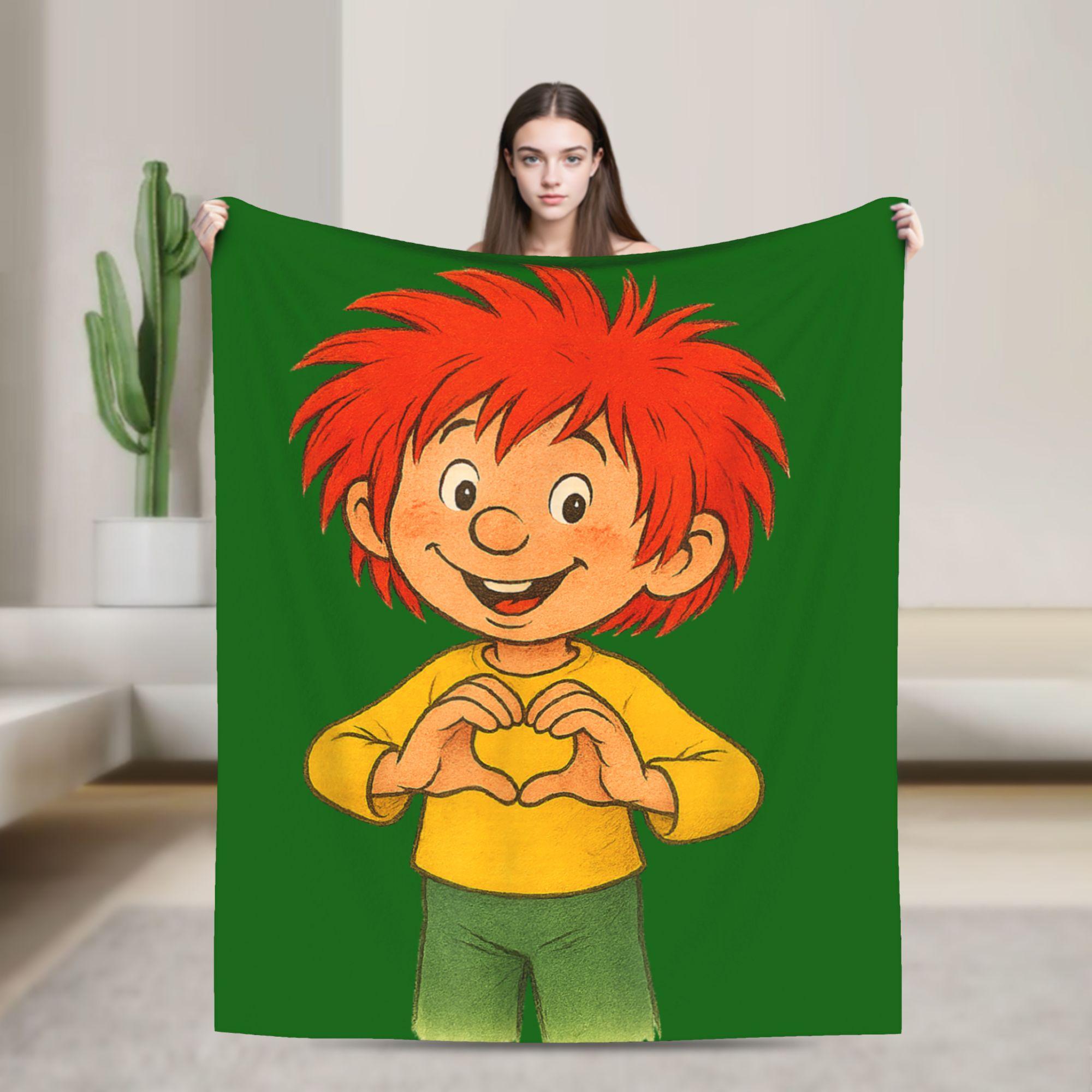 

Pumuckl Cute Elf Fairy Story Blankets Fleece Autumn Winter Anime Cartoon Multi-function Lightweight Throw Blanket for Bedding 80x60in