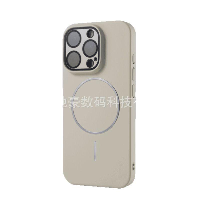Frosted Fine Ring Magnetic Attraction Is Suitable for iPhone16 Solid Color Skin Feeling Mobile Phone Case Apple 15 Lens All-inclusive High Sense 14.