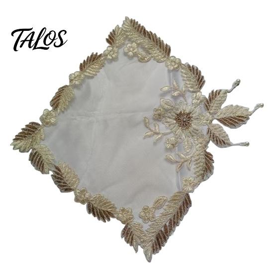 Mesh Table Mat Floral Embroidered Placemat, Heat Insulation with Beads, Decorative Mats for Dessert Shop Display Retro Coaster Wedding Dining