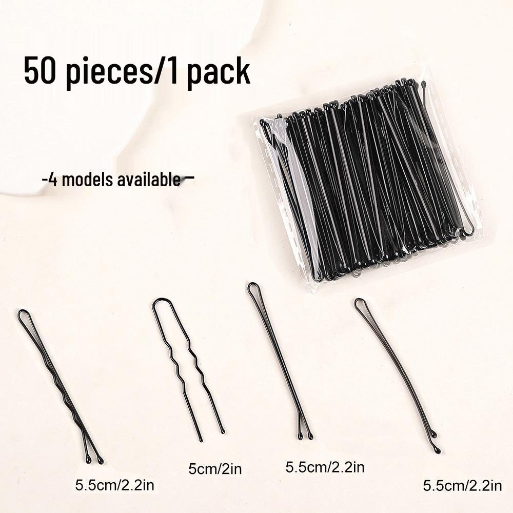 Simple Black U-Shaped Hairpins: Small Steel Clips for Women's Hair