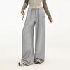 unifree American Pleated Drawstring Wide Leg Sweatpants