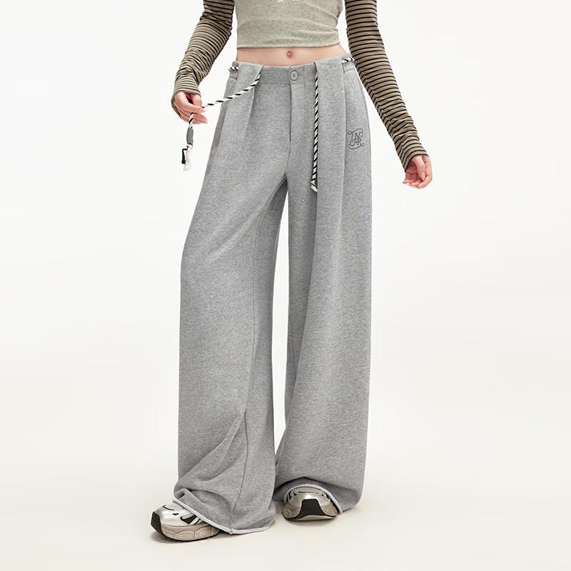 unifree American Pleated Drawstring Wide Leg Sweatpants