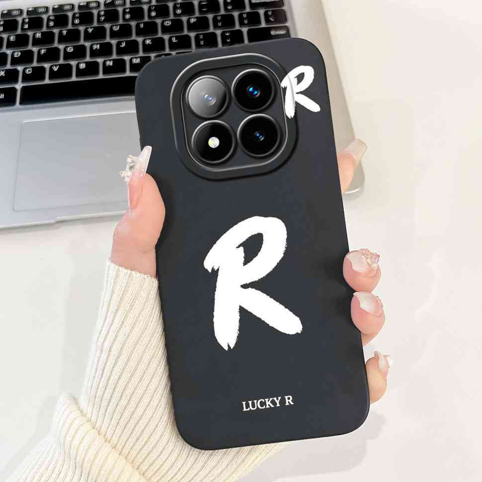 For Xiaomi Redmi Note 14 Pro+ 5G Case Black Lucky Letter A-Z Soft Silicone Cover For Redmi Note 14Pro Plus 5G 6.67" Phone Cases